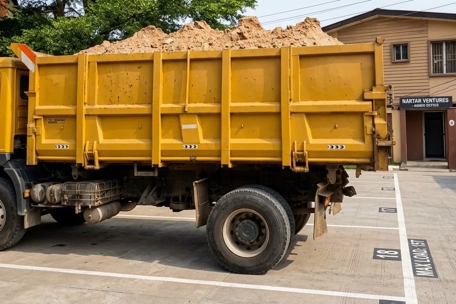 Nartar Ventures tipper truck loaded with spent grain at the loading bay